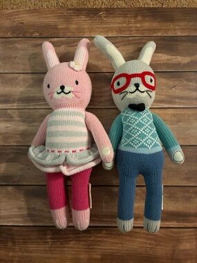 Cuddle + Kind stuff toy 13” Benedict Chloe the bunny boy and girl lot of 2